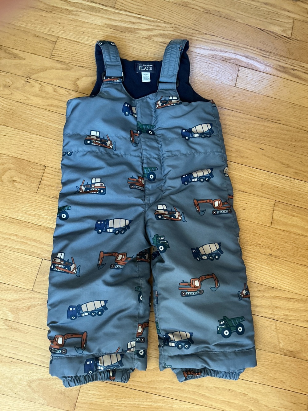 The Children's Place Gray Construction-Print Snow Overalls 18-24 months